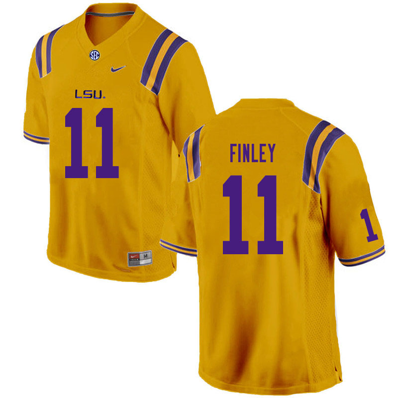 Men #11 TJ Finley LSU Tigers College Football Jerseys Sale-Gold